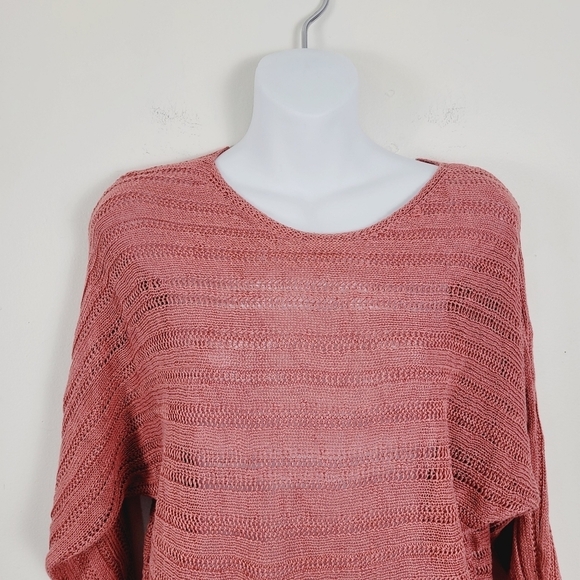 Tahari 100% Linen Terra Cota open Knit Sweater - Picture 3 of 5